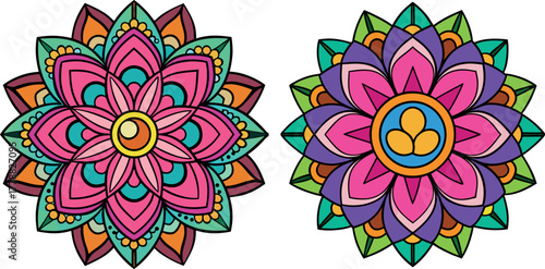 mandala art design, decorative pattern illustration, geometric symmetry vector, creative abstract clipart, colorful mandala drawing, spiritual balance art, relaxing meditation design, traditional Indi