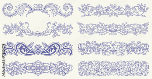 flourish vignette scroll victorian deco swirl arabesque damask calligraphic ornamental royal