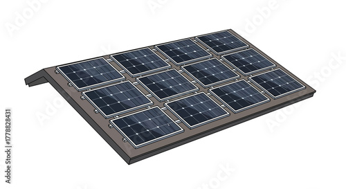 Efficient solar panel array on a sloped rooftop, showcasing sustainable energy technology for clean electricity generation and green power solutions