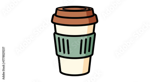 Hand-drawn graphic of a delightful takeaway coffee cup, perfect for a comforting daily beverage or a convenient on-the-go refreshment