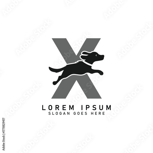 Initial Letter X Dog Logo. Alphabet X Dog Design vector illustration