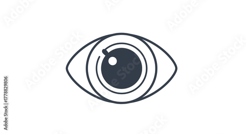 Minimalist human eye line art icon. Simple vector symbol for vision, sight, security, and ophthalmology on a white background