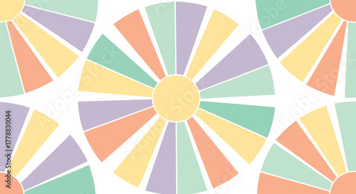 Pastel radial sunburst pattern with rays from central circle on white background