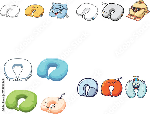 Cute Cartoon U-Shaped Travel Neck Pillow Collection for Comfort and Sleep