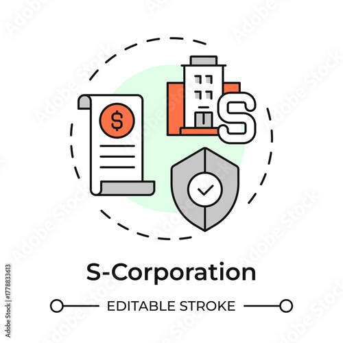 S corporation multi color concept icon. Limited liability and partnership taxes pros. Business structure. Round shape line illustration. Abstract idea. Graphic design. Easy to use in infographic