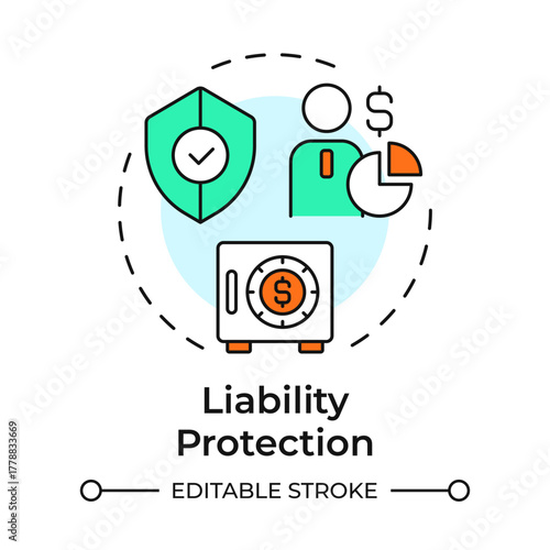 Liability protection multi color concept icon. Legal security. Benefit of LLC. Business development. Round shape line illustration. Abstract idea. Graphic design. Easy to use in infographic