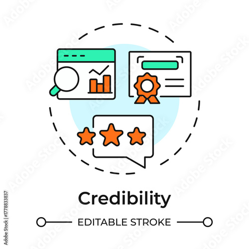 Credibility multi color concept icon. Build trust and secure contracts. Benefit of LLC. Business development. Round shape line illustration. Abstract idea. Graphic design. Easy to use in infographic