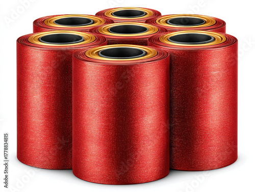 a roll of red Christmas rib...