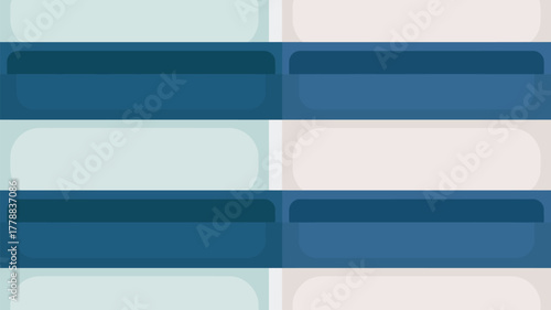 An illustration of a pattern with horizontal bars of blue and white with rounded corners and shadows