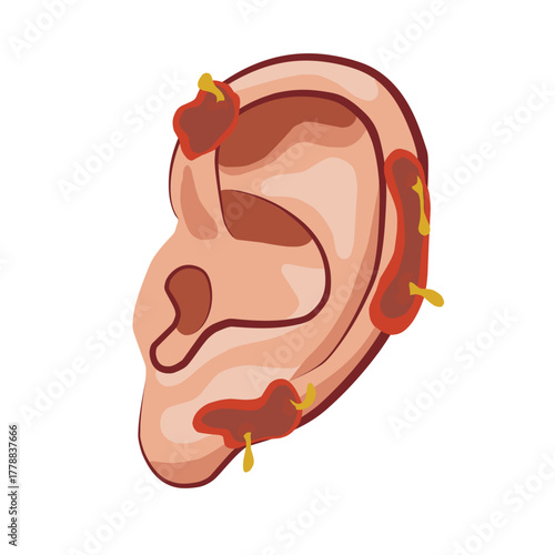 Infected or Inflamed External Ear Vector
