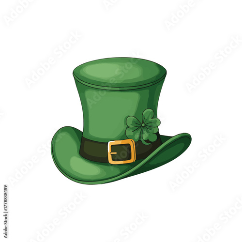 Watercolor Leprechaun Top Hat with Shamrock and Clover Decor