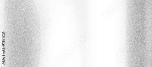 Light grainy gradation background with chrome metal stripes. Noise texture with black, silver and white gradient, stipple dot and sand effect. Retro grunge overlay bg for poster. Trendy grain vector