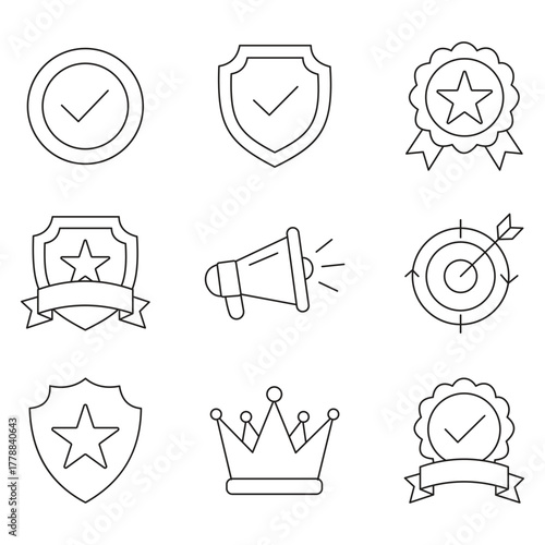 Quality Assurance Icon Set. Premium Guarantee, Certification, Trust, Reliability, Customer Satisfaction Symbol