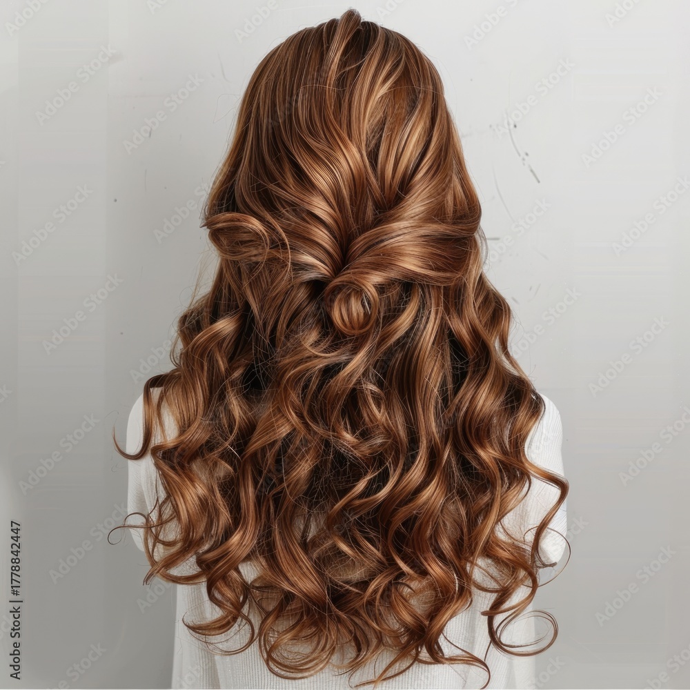 Naklejka premium Beautiful Woman with Long Hair, Back Photo.