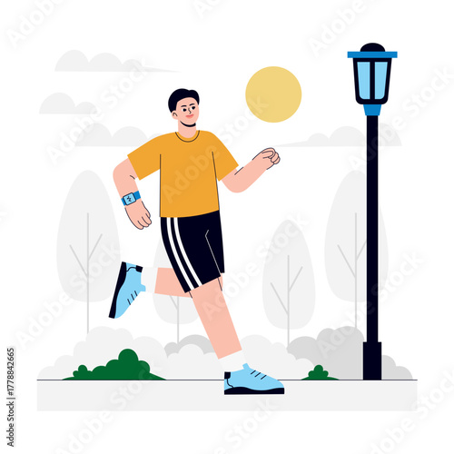 Man on a morning jog Illustration