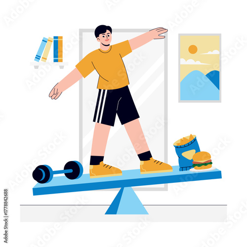 Balanced between junk food and workout