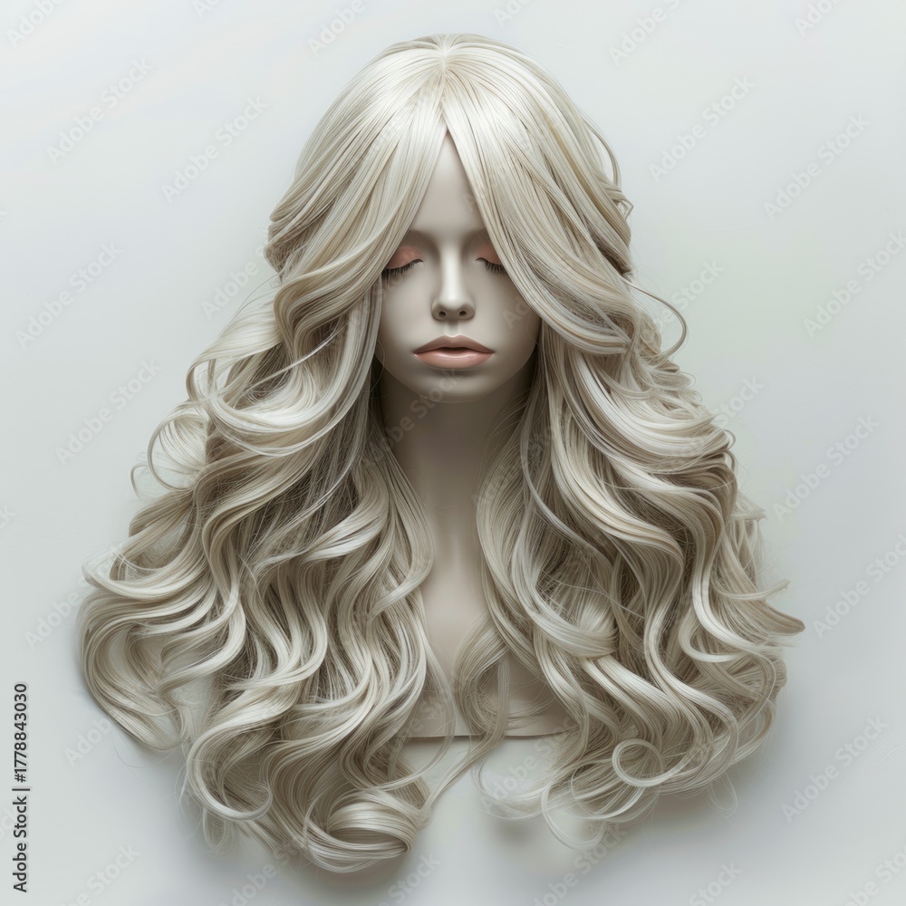 Fototapeta premium Stylish wig is worn on the heads of mannequins.