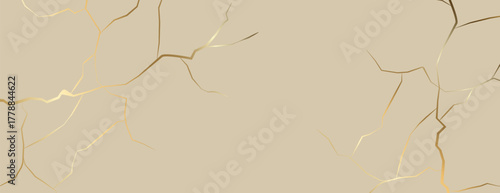 Abstract golden kintsugi crack texture vector background