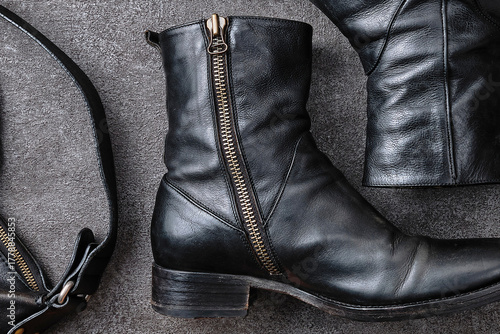 Side Zip Boots and Accessories on Concrete