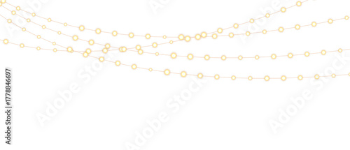 PNG Christmas lights with glowing bulbs for holiday cards and banners overlay background  