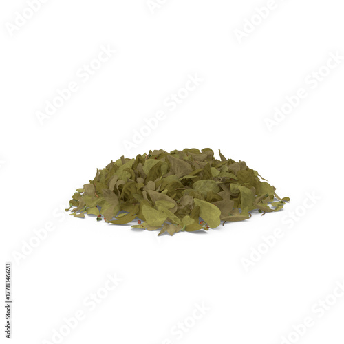 Pile of dried oregano isolated on transparent background, a popular herb used in cooking for its aromatic flavor and medicinal properties