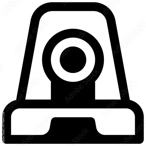 Alert. Outlined stroke vector icon with black-filled details.