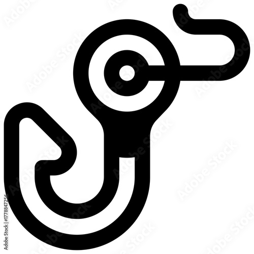 Clickbait. Outlined stroke vector icon with black-filled details.