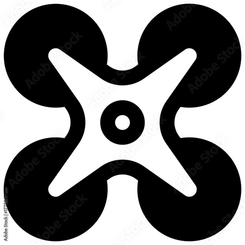 Drone. Outlined stroke vector icon with black-filled details.
