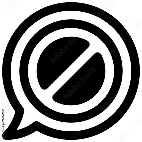 Censorship. Outlined stroke vector icon with black-filled details.