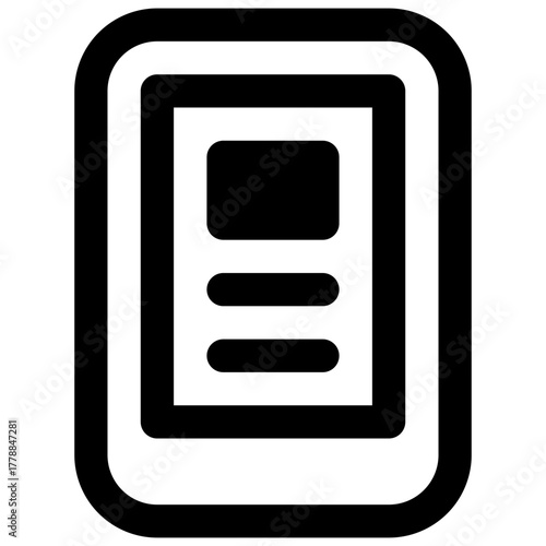 Digital newspaper. Outlined stroke vector icon with black-filled details.