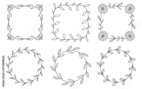 Collection of Floral Frames and Wreaths for Elegant Design and Decoration Templates