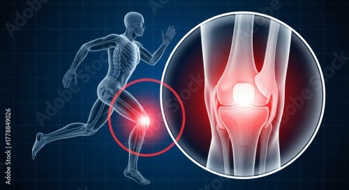 Knee Pain Illustration Runners Knee Problems Medical Xray concept.