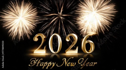 Enjoy dazzling fireworks lighting up the night sky as people gather to celebrate the arrival of 2026. Everybody shares happiness and wishes for a great new year