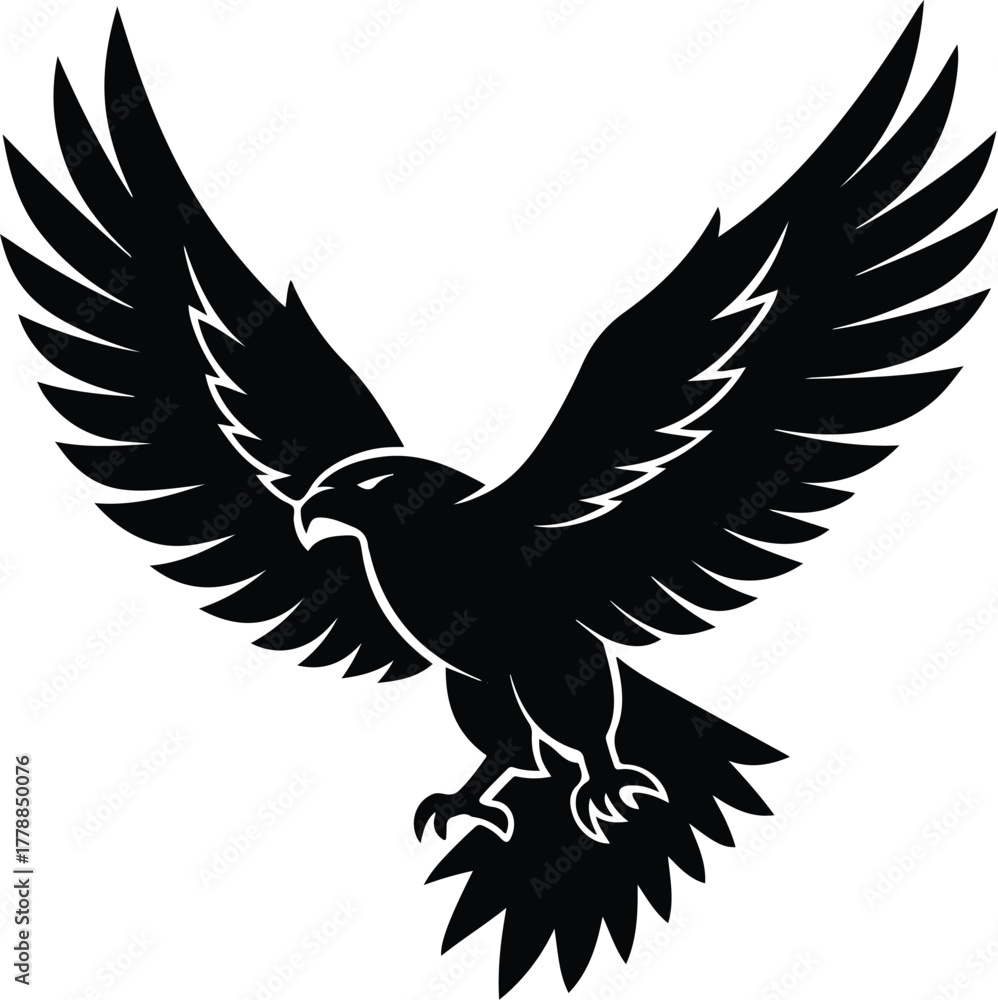 Fototapeta premium Flying eagle vector illustration silhouette