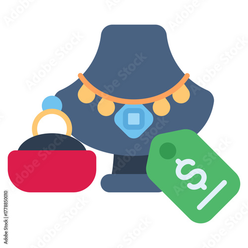 Price Tag Jewelry Display vector icon. Jewelry icon flat style. perfect use for logo, presentation, website, and more. modern icon design color style