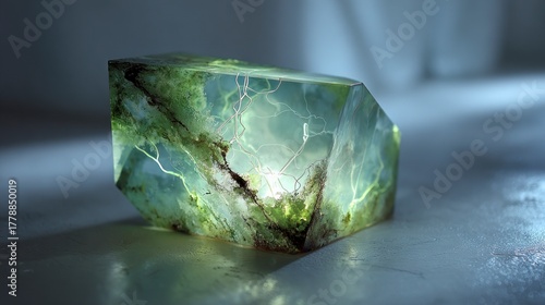 Intricate green gemstone