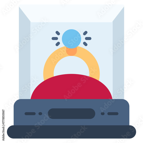 Ring In The Display Case vector icon. Jewelry icon flat style. perfect use for logo, presentation, website, and more. modern icon design color style
