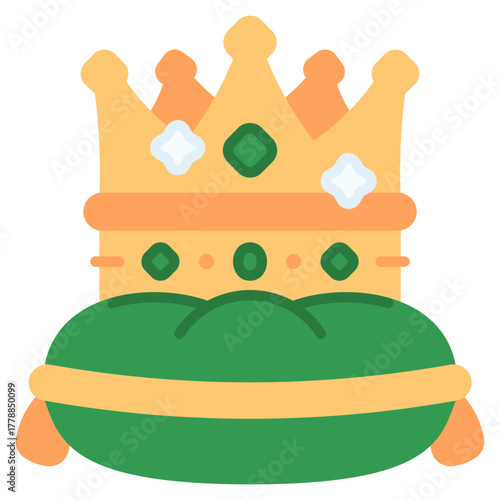 Crown King In Pillow vector icon. Jewelry icon flat style. perfect use for logo, presentation, website, and more. modern icon design color style