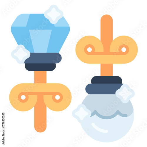 Earrings with sparkle vector icon. Jewelry icon flat style. perfect use for logo, presentation, website, and more. modern icon design color style