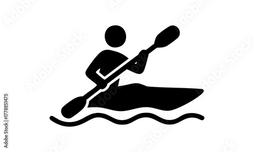 Kajak-Icon – Rudern, Kanu- und Outdoor-Sport-Symbol, einfaches Wasseraktivitäts-Vektorpiktogramm