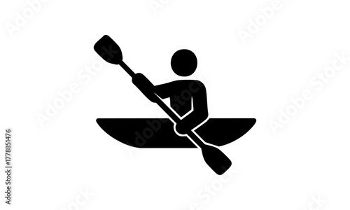 Kajak-Icon – Rudern, Kanu- und Outdoor-Sport-Symbol, einfaches Wasseraktivitäts-Vektorpiktogramm