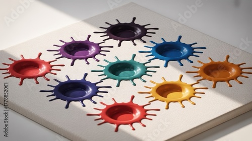 Colorful sunburst shaped candies arranged in a diamond pattern