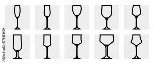 ワイングラスアイコンセット