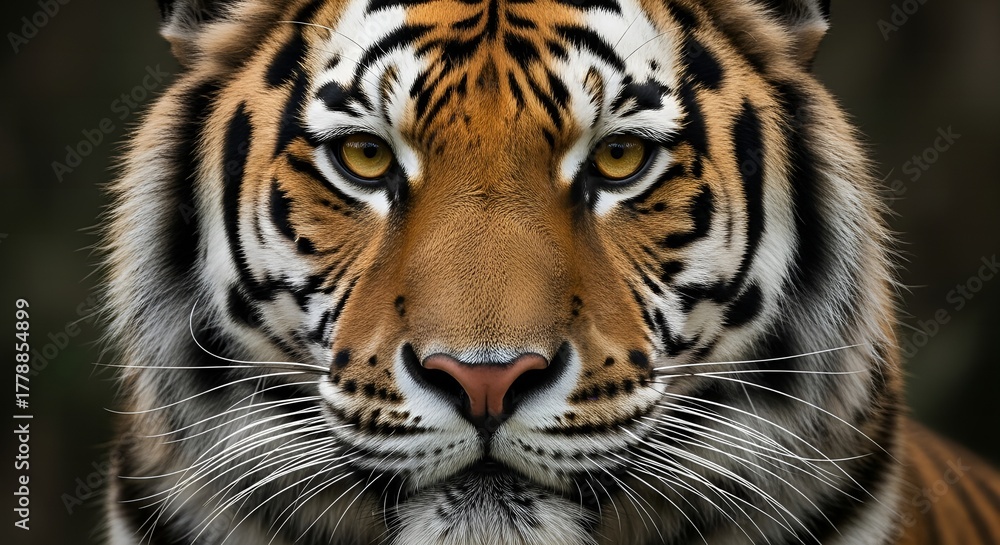 Naklejka premium Dramatic Close-up Portrait of a Majestic Bengal Tiger Animal