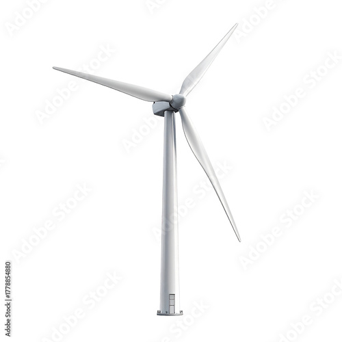 Wind Turbine Power: A modern wind turbine stands tall against the sky, its blades gracefully turning, harnessing the power of wind and representing renewable energy and sustainable resources.