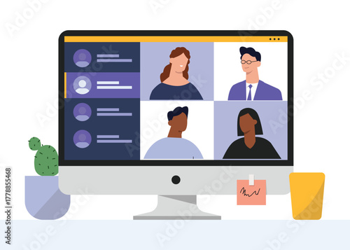 Online video concept. Face-to-face online communication. Stock Illustration