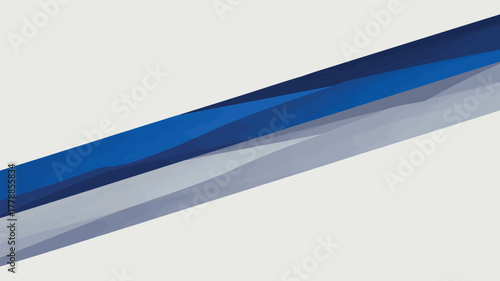 Abstract image with diagonal blue and gray bands against a white background on a slight angle view
