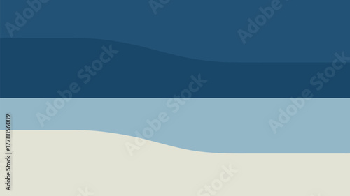 Abstract background with horizontal wavy lines in shades of blue and white color palette design concept