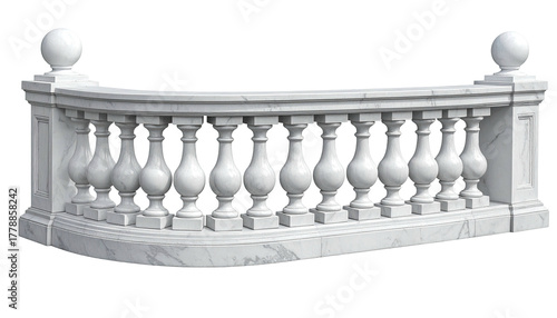 Marble balustrade with curved railing and spherical finials