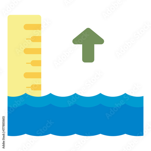 high tide sea with gauge flat icon